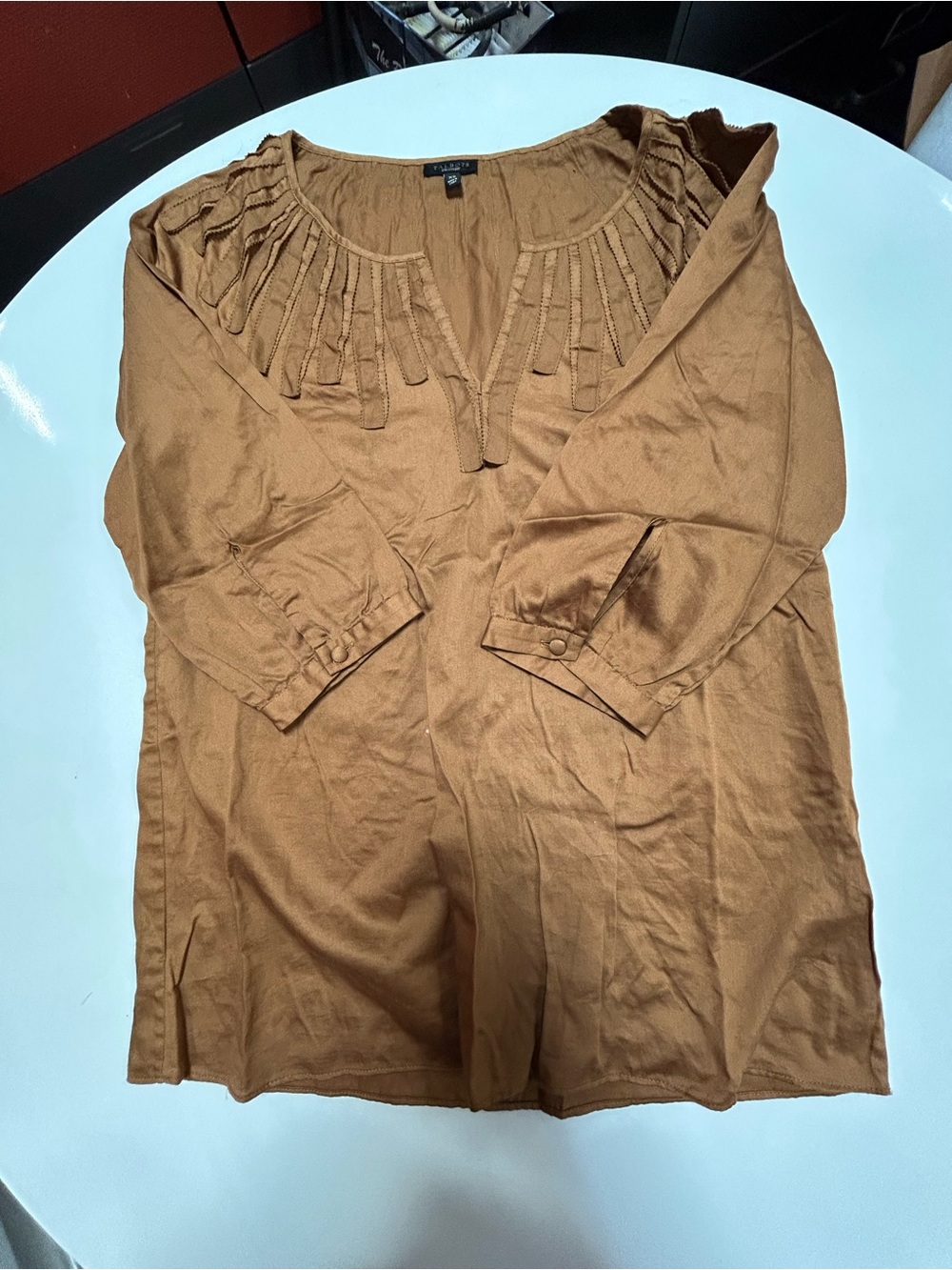 Talbots polished cotton brown/bronze blouse size XS